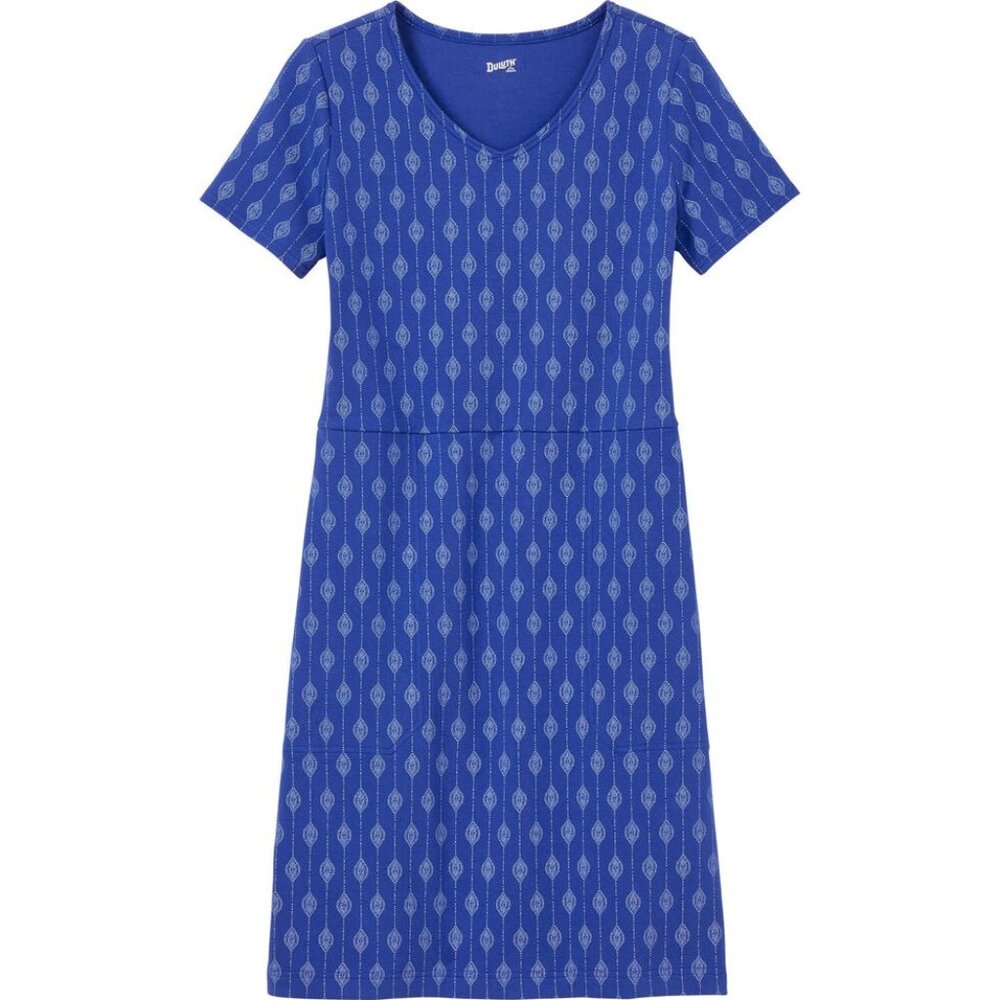 Duluth Cotton Short Sleeve Dress, Stretchy, Short Sleeve, Front Pockets Size S